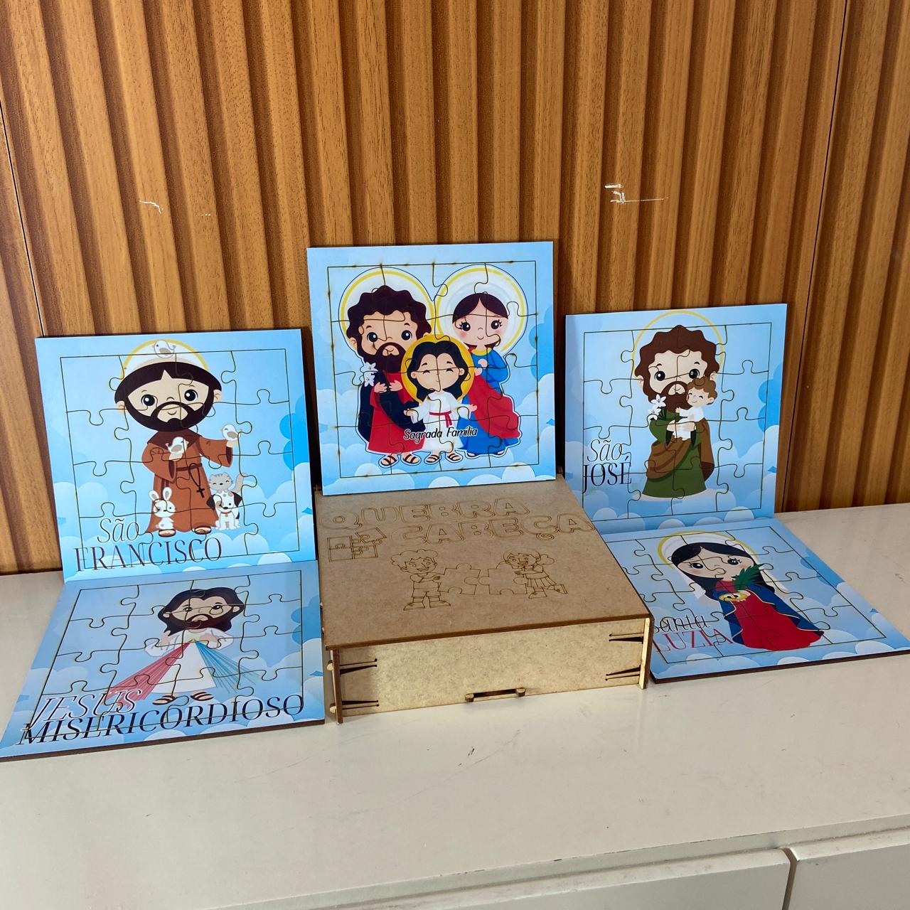 KIT QUEBRA CABEÇA INFANTIL MDF SANTOS SORTIDOS MOD3 (5 UNIDADE)