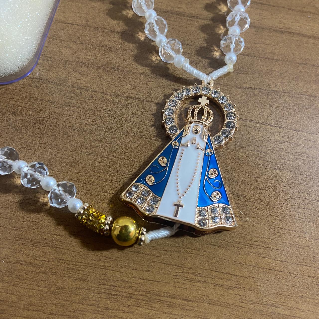 TERÇO DE NOIVA CRISTAL NOSSA SENHORA APARECIDA MOD1 10MM (1 UNIDADE)