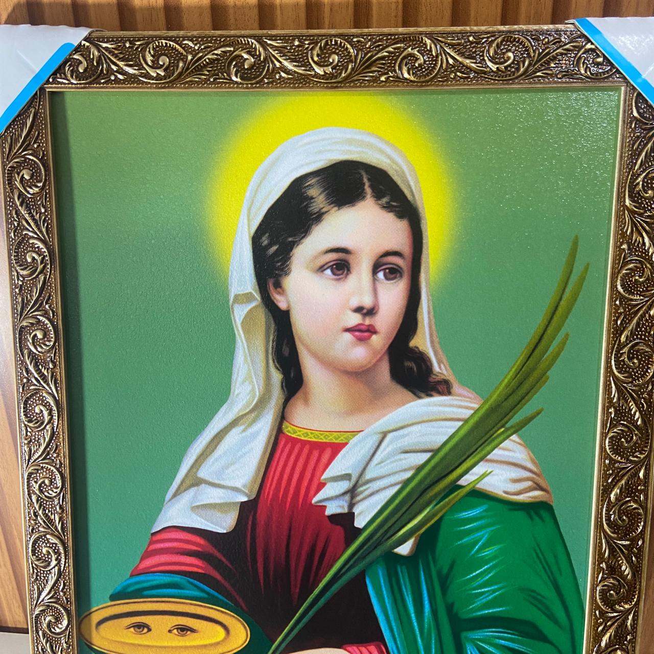 QUADRO COM MOLDURA RESINADO SANTA LUZIA 44CMX34CM (1 UNIDADE)