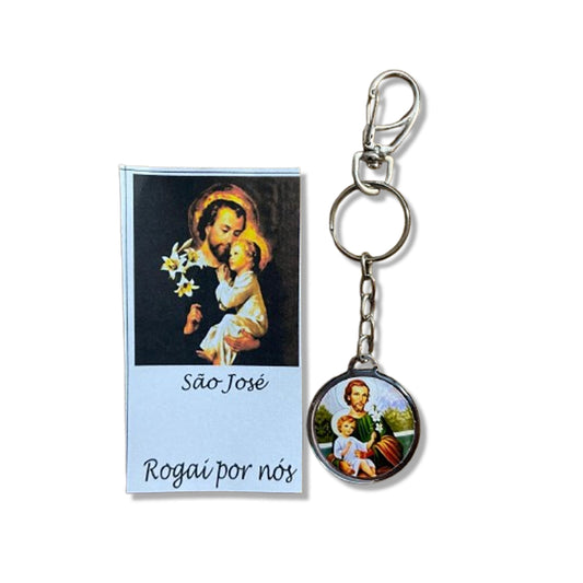 CHAVEIRO METAL DUPLA FACE COM MOSQUETE SÃO JOSÉ (6 UNIDADES)