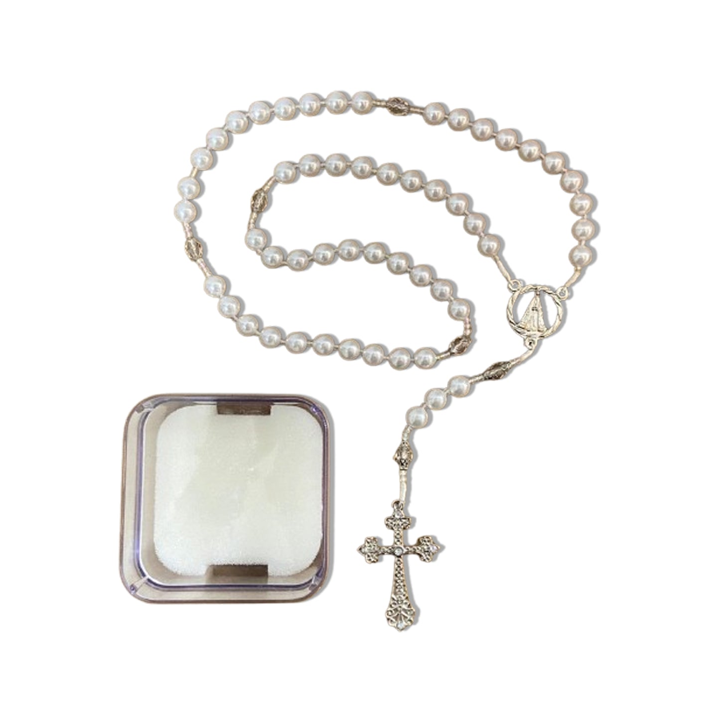 TERÇO DE NOIVA PÉROLA NOSSA SENHORA APARECIDA MOD1 12MM (1 UNIDADE)