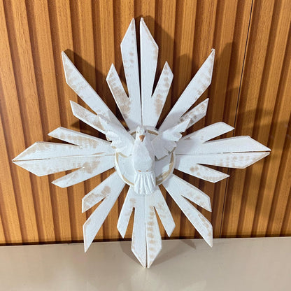 MANDALA MADEIRA BRANCA DIVINO ESPIRITO SANTO 33X33CM  (1 UNIDADE)