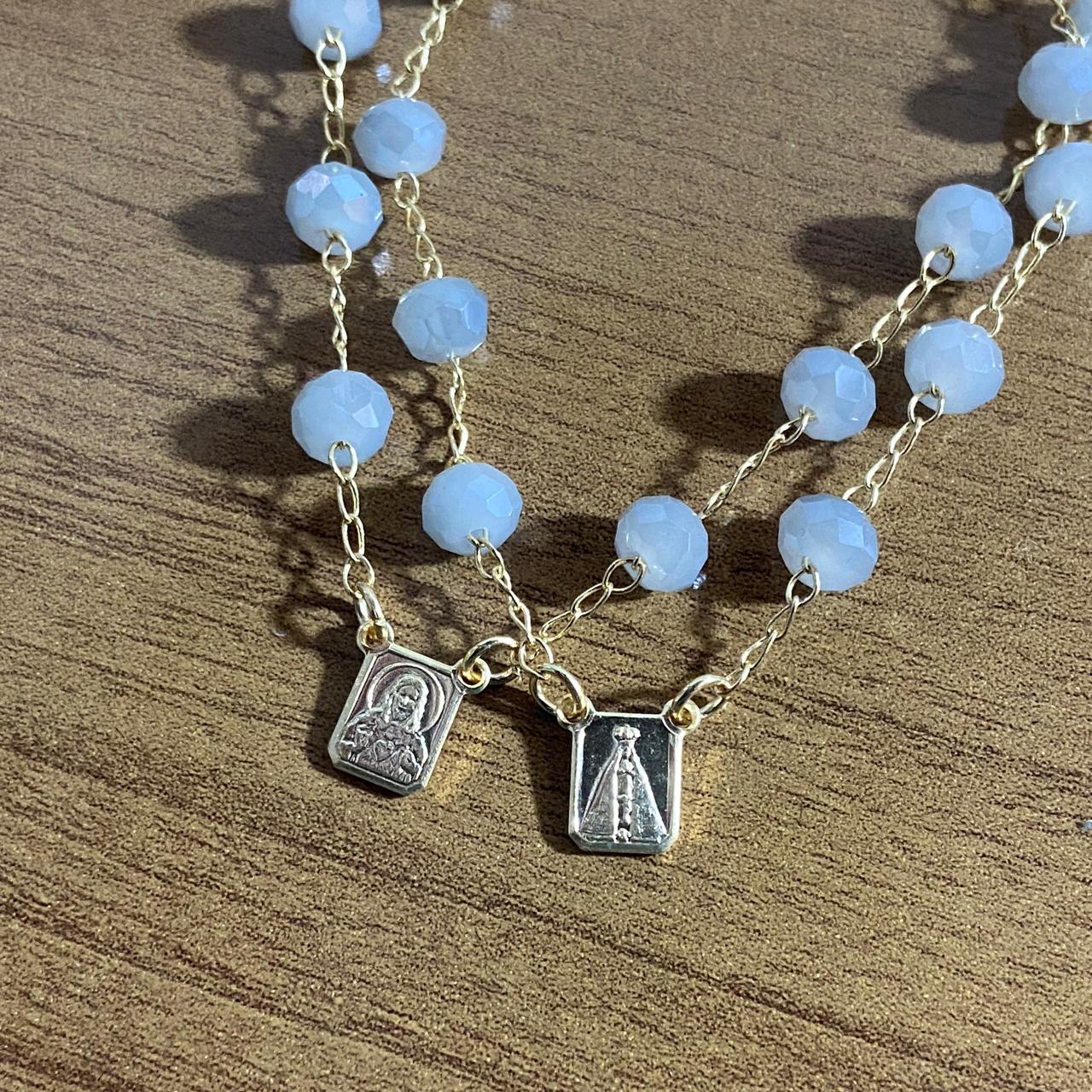 PULSEIRA ESCAPULARIO CRISTAL CINZA (3 UNIDADES)