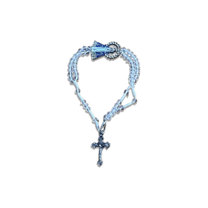 TERÇO PULSEIRA CRISTAL NOSSA SENHORA APARECIDA TRANSPARENTE  (3 UNIDADES)