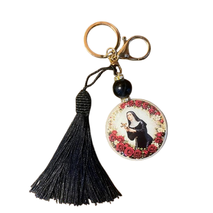 CHAVEIRO LUXO MEDALHA RESINADA SANTA RITA  (1 UNIDADE)