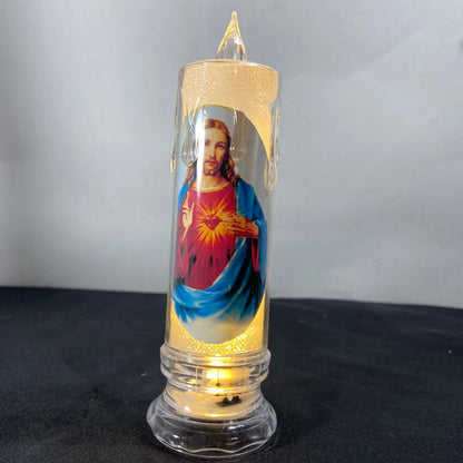 VELA ELETRÔNICA TRANSPARENTE SAGRADO CORAÇÃO DE JESUS 15CM (1 UNIDADE)