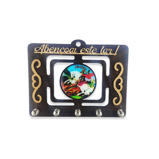 PORTA CHAVE VAZADO RESINADO SÃO JORGE 14CM (1 UNIDADE)