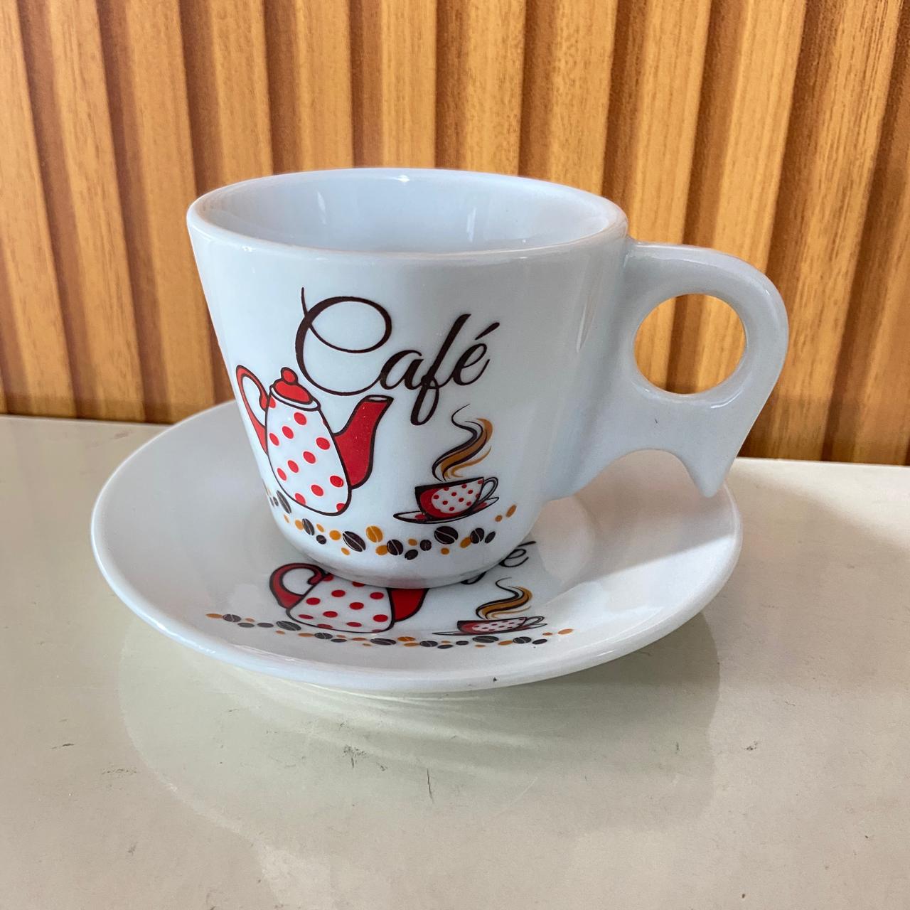 XÍCARA COM PIRES CAFÉ 200ML (1 UNIDADE)