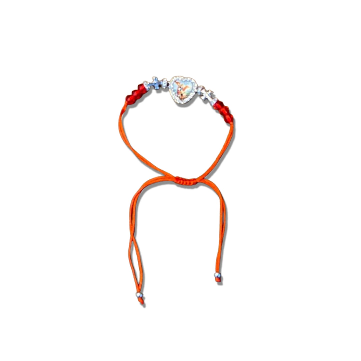 PULSEIRA REGULÁVEL CRISTAL VERMELHO COM MEDALHA RESINADA SÃO MIGUEL ARCANJO  ( 01 UNIDADE)