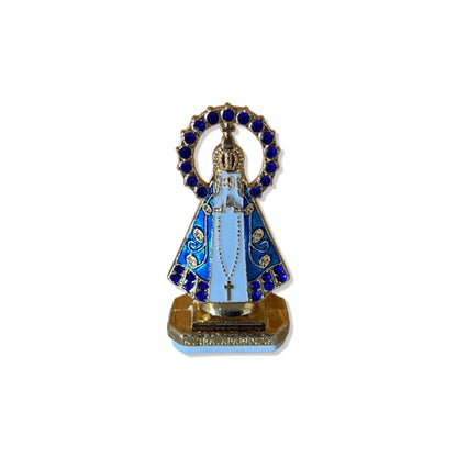IMAGEM NOSSA SENHORA APARECIDA PARA CARRO COM STRASS AZUL (12 UNIDADES)