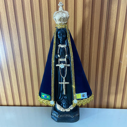 IMAGEM DE GESSO NOSSA SENHORA APARECIDA COM MANTO E STRASS MOD2 33CM  (1 UNIDADE)