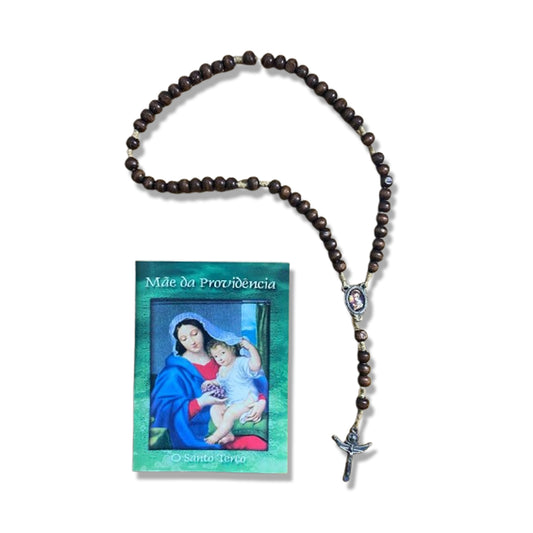 TERÇO DE MADEIRA MÃE DIVINA PROVIDÊNCIA 8MM (1 UNIDADE)