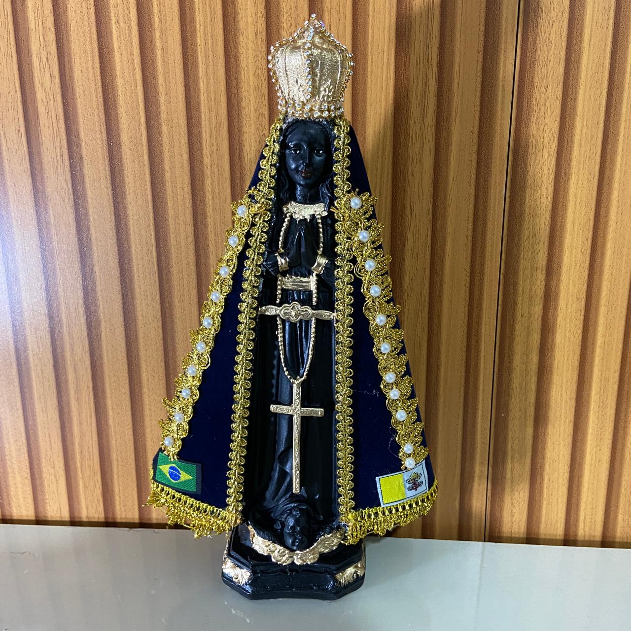 IMAGEM DE GESSO NOSSA SENHORA APARECIDA COM MANTO  31CM  (1 UNIDADE)