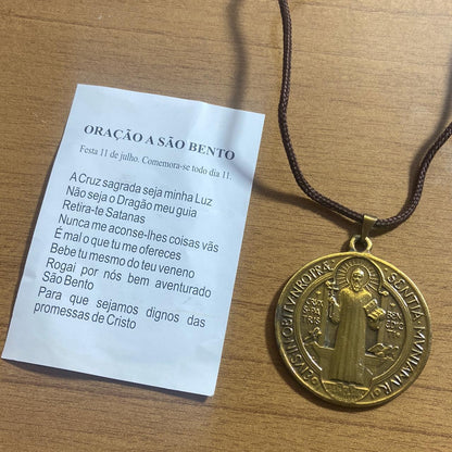 CORDÃO COM MEDALHA SÃO BENTO OURO VELHO  (1 UNIDADES)