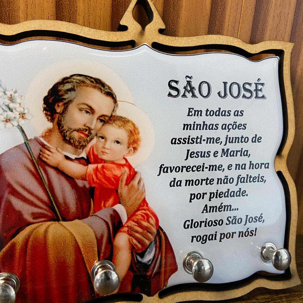 PORTA CHAVE RESINADO SÃO JOSÉ 14CM (1 UNIDADE)