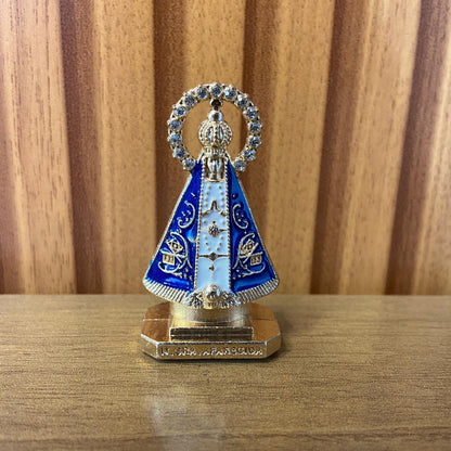IMAGEM NOSSA SENHORA APARECIDA BRANCA AUREOLA COM STRASS PARA CARRO MOD6 5,4M (12 UNIDADES)