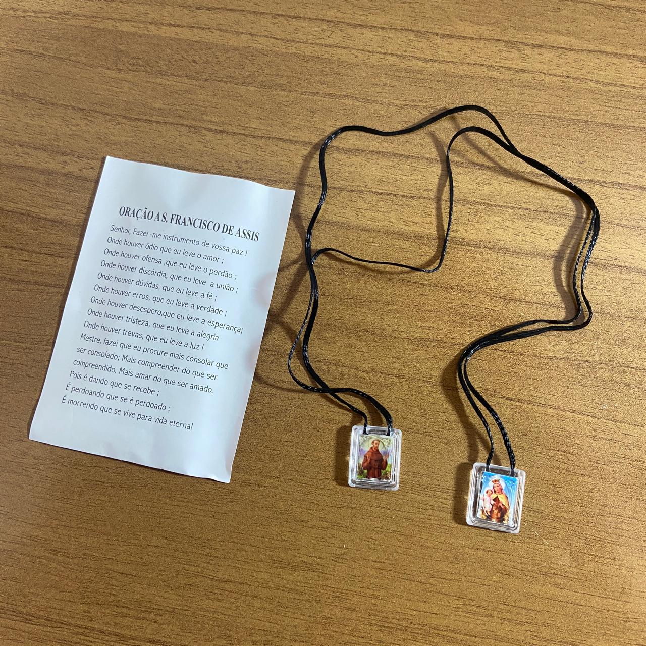 ESCAPULÁRIO CORDINHA NOSSA SENHORA DO CARMO E SÃO FRANCISCO  (12 UNIDADES)