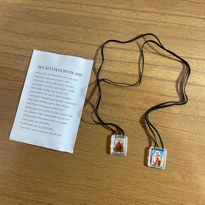 ESCAPULÁRIO CORDINHA NOSSA SENHORA DO CARMO E SÃO FRANCISCO  (12 UNIDADES)