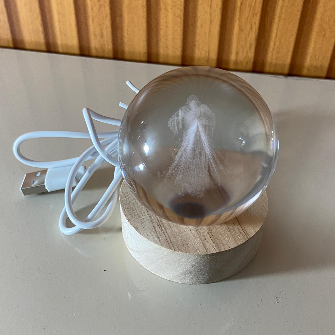 LUMINÁRIA LED BOLA DE VIDRO JESUS MISERICORDIOSO (1 UNIDADE)