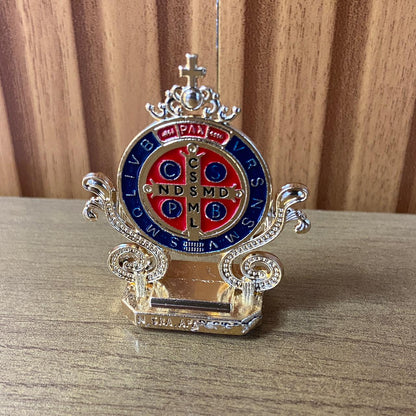 MEDALHÃO SÃO BENTO PARA CARRO DOURADO MOD3 (12 UNIDADES)