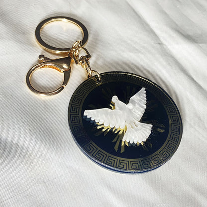 CHAVEIRO DOURADO DIVINO ESPÍRITO SANTO DE ACRÍLICO  ( 6 UNIDADES)