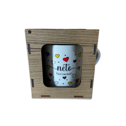 CANECA DE PORCELANA NETO VOCÊ É INCRÍVEL COM CAIXA MDF (1 UNIDADE)