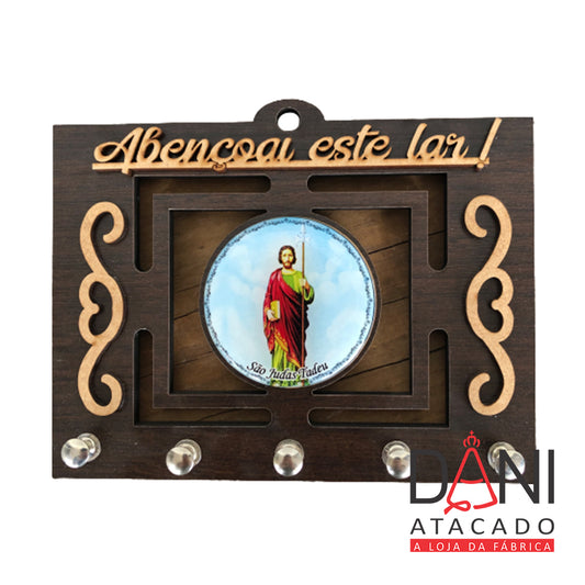 PORTA CHAVE VAZADO RESINADO SÃO JUDAS TADEU 14CM (1 UNIDADE)