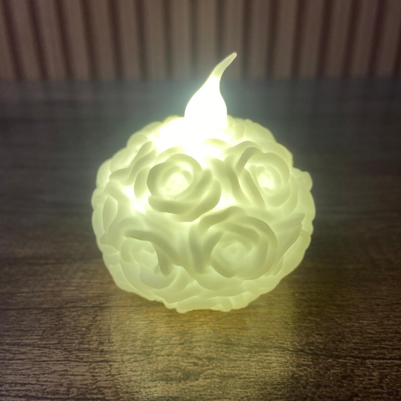 VELA ELETRÔNICA DECORADA  - ROSAS 6,3CM ( 1 UNIDADES)