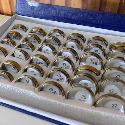 ANEL AÇO INOX COM DOURADO ORAÇÃO DO PAI NOSSO (36 UNIDADES)