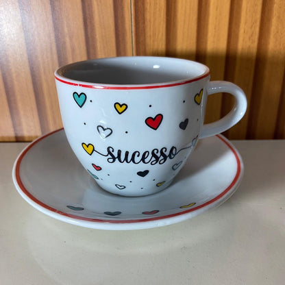 XÍCARA COM PIRES SUCESSO MOD2 200ML (1 UNIDADE)