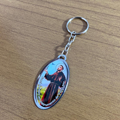 CHAVEIRO METAL OVAL RESINADO SÃO FRANCISCO DE ASSIS (6 UNIDADES)