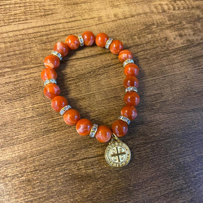 PULSEIRA PÉROLA MEDALHA DE SÃO BENTO 10MM MOD-6 (03 UNIDADES)