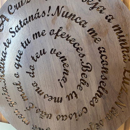 MANDALA MDF TABACO ORAÇÃO DE SÃO BENTO 30CM (1 UNIDADE)