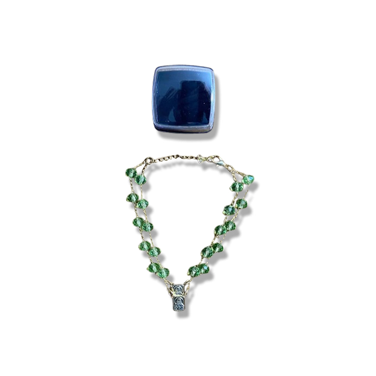 PULSEIRA ESCAPULARIO CRISTAL VERDE CLARO TRANSPARENTE (3 UNIDADES)