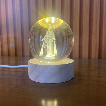 LUMINÁRIA LED BOLA DE VIDRO NOSSA SENHORA DAS GRAÇAS (1 UNIDADE)