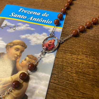 TERÇO PÉROLA MARROM SANTO ANTÔNIO 06MM  (1 UNIDADE)