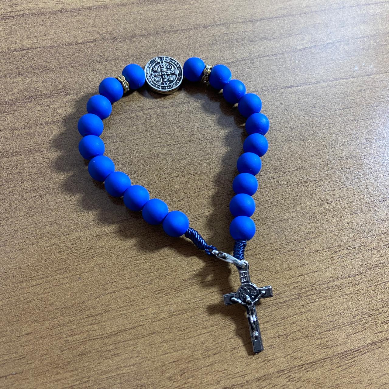 PULSEIRA AZUL MEDALHA SÃO BENTO  (6 UNIDADES)
