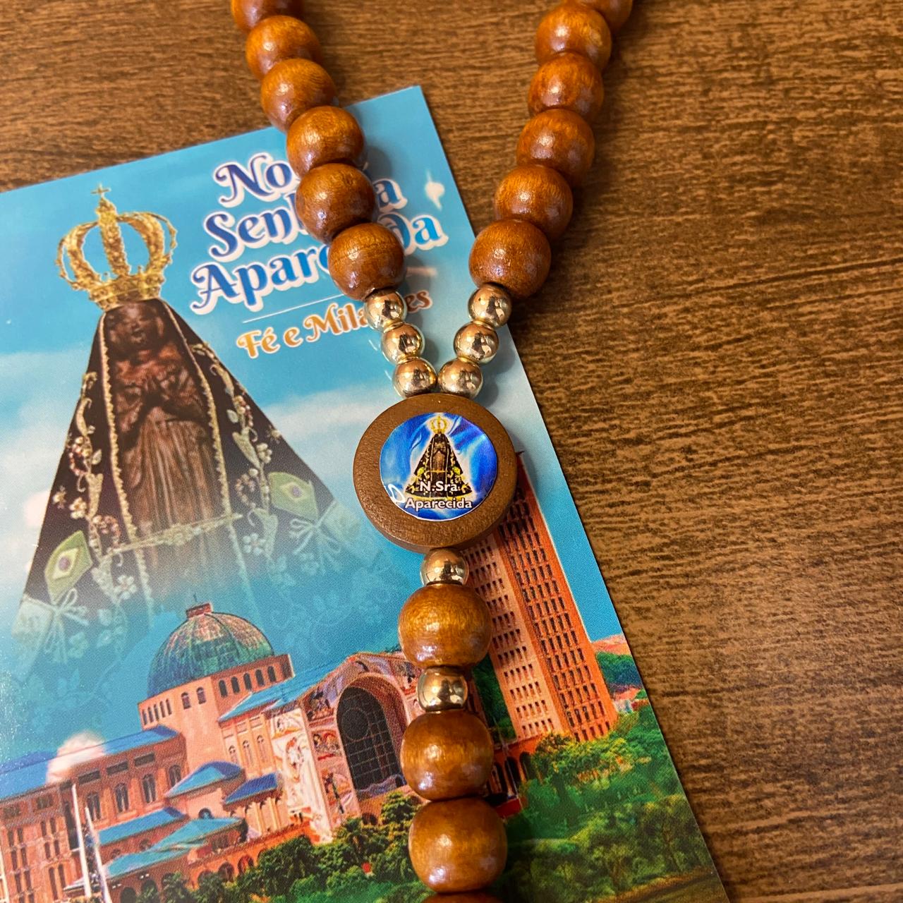 TERÇO DE MADEIRA NOSSA SENHORA APARECIDA  10MM (1 UNIDADE)