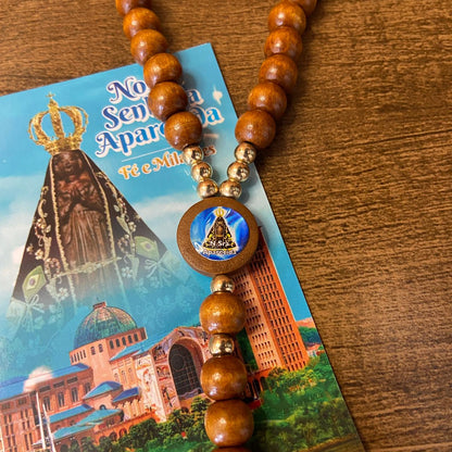 TERÇO DE MADEIRA NOSSA SENHORA APARECIDA  10MM (1 UNIDADE)