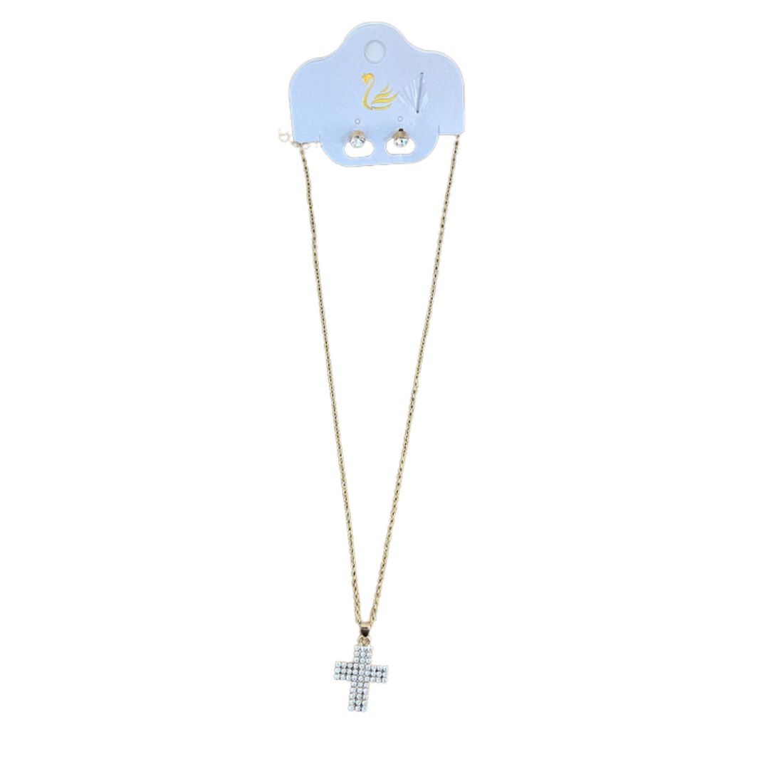 CORRENTE CRUCIFIXO COM BRINCO PONTA DE LUZ  MOD05 ( 1 UNIDADE)