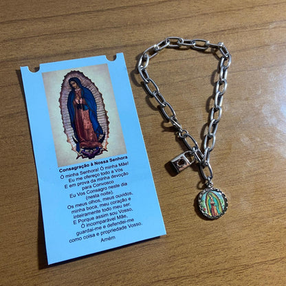 PULSEIRA CADEADO NOSSA SENHORA DE GUADALUPE NA CARTELA (3 UNIDADES)
