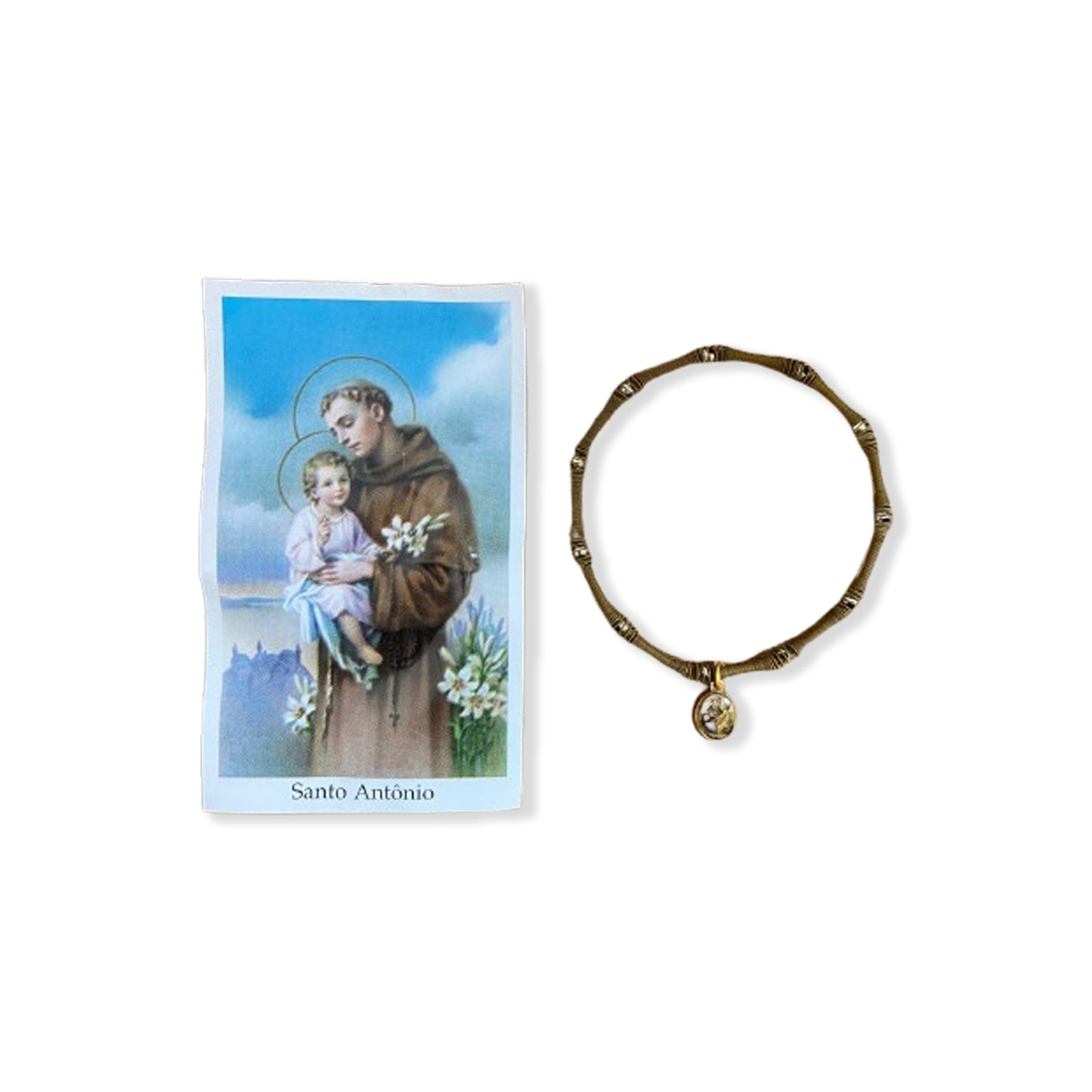 PULSEIRA DE MOLA COM MEDALHA SANTO ANTÔNIO  (3 UNIDADES)