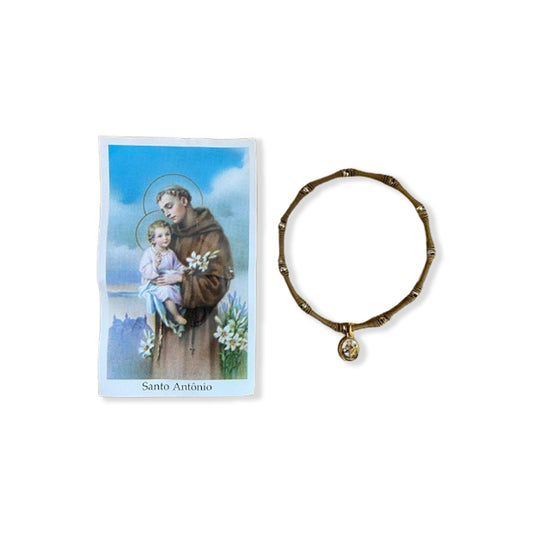 PULSEIRA DE MOLA COM MEDALHA SANTO ANTÔNIO  (3 UNIDADES)