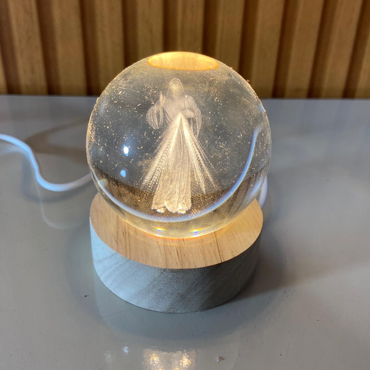 LUMINÁRIA LED BOLA DE VIDRO JESUS MISERICORDIOSO (1 UNIDADE)