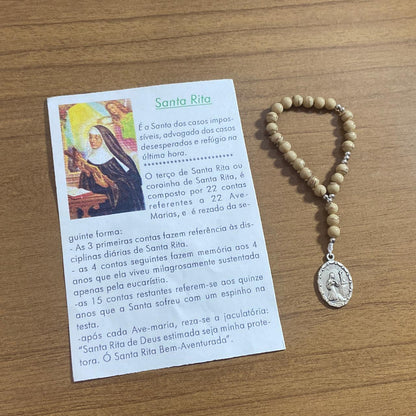 COROA DE SANTA RITA COM MEDALHA ITALIANA  6MM (3 UNIDADES)