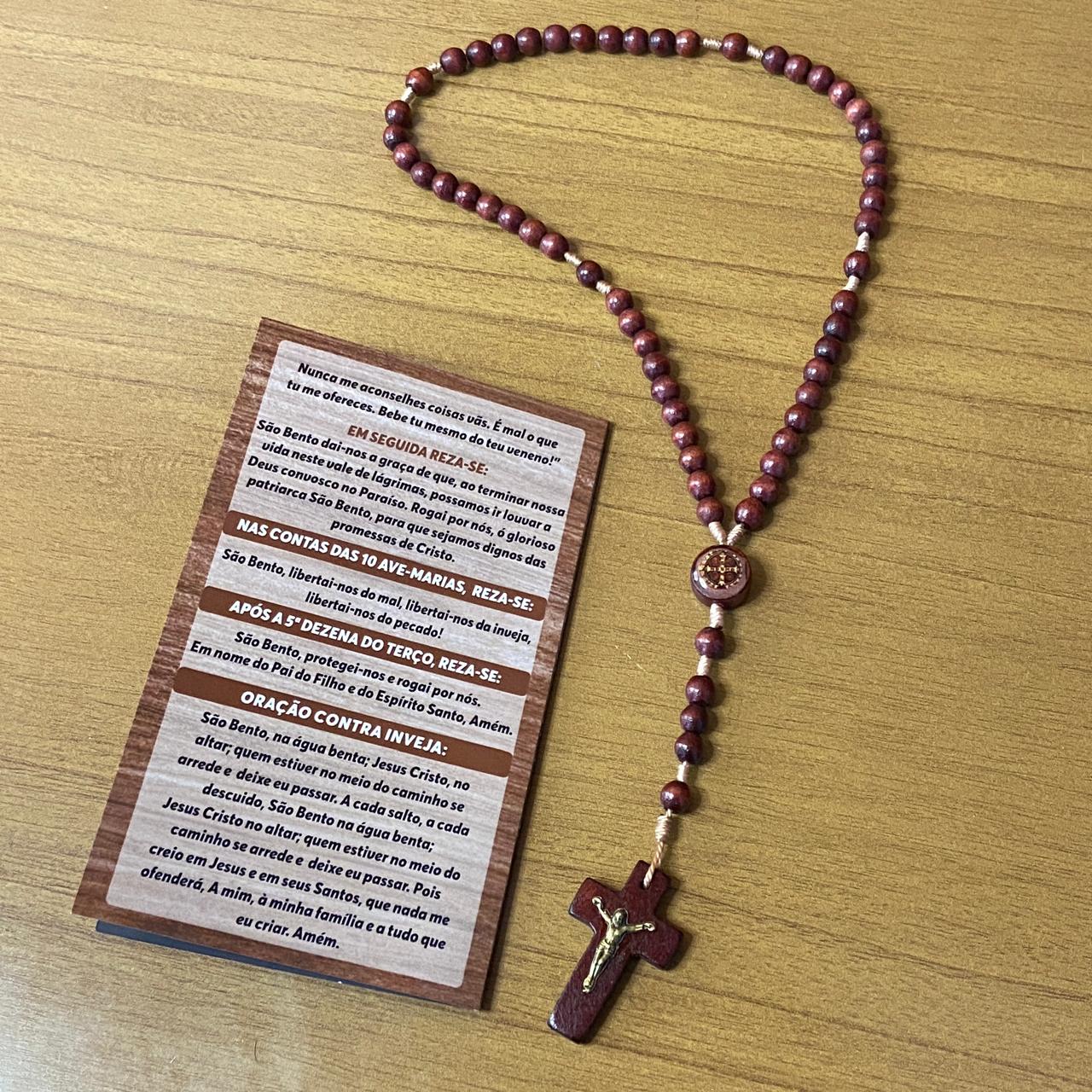 TERÇO DE MADEIRA SÃO BENTO 06MM (3 UNIDADES)