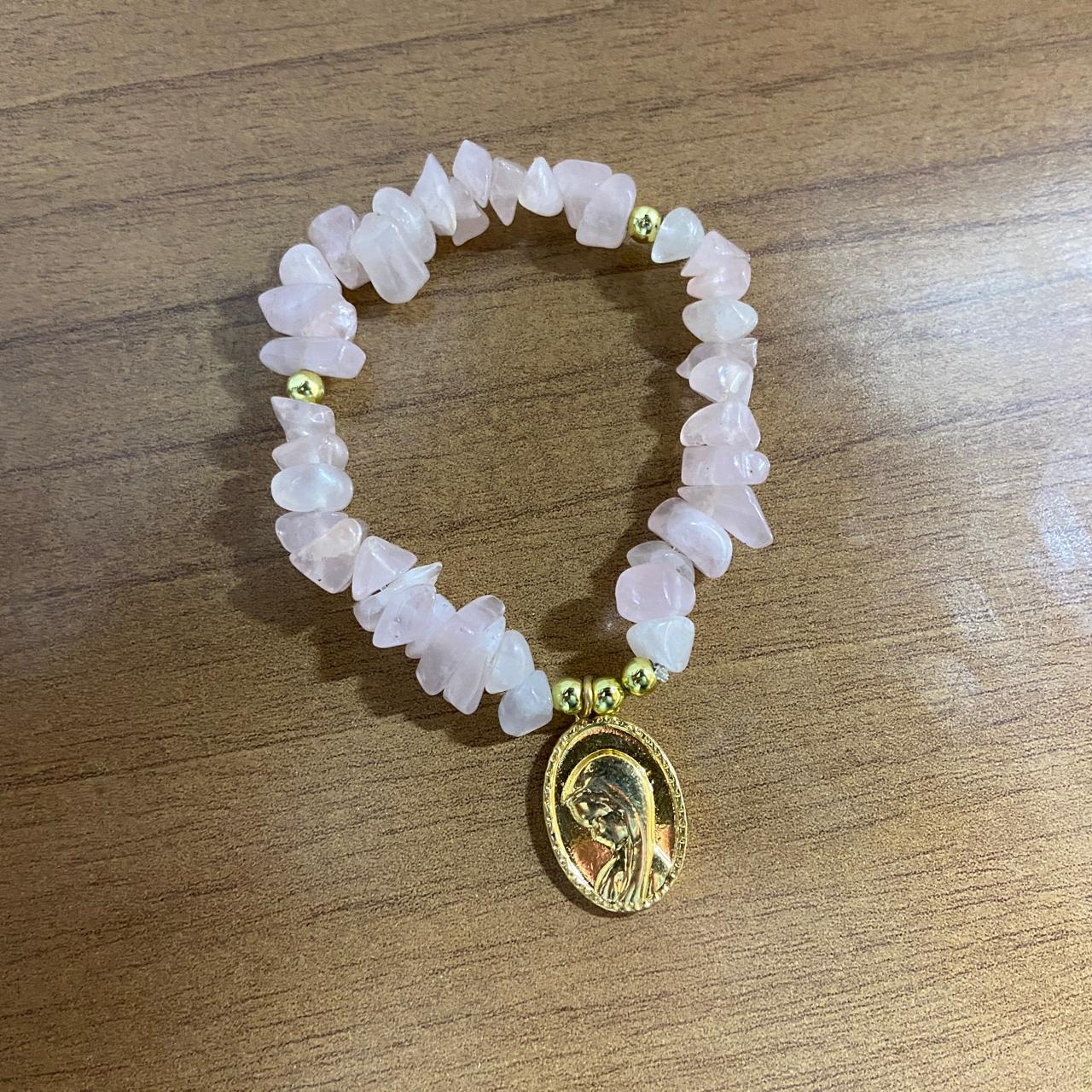PULSEIRA CRISTAL ROSA NOSSA SENHORA DO SILÊNCIO  ( 1 UNIDADE)