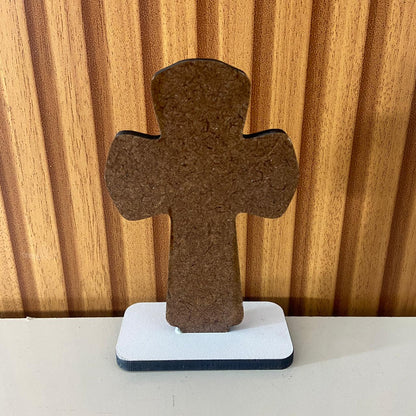 IMAGEM DE MESA MDF CRUZ RESINADA SAGRADA FAMÍLIA (1 UNIDADE)