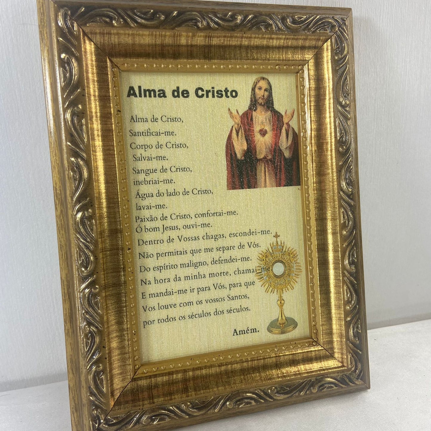 QUADRO COM MOLDURA RESINADO ORAÇÃO ALMA DE CRISTO  20,5X15,5 (1 UNIDADE)