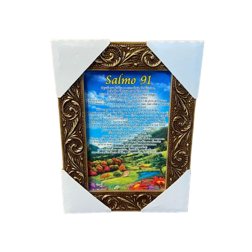 QUADRO COM MOLDURA RESINADO SALMO 91 - MOD1 20,5X15,5 (1 UNIDADE)